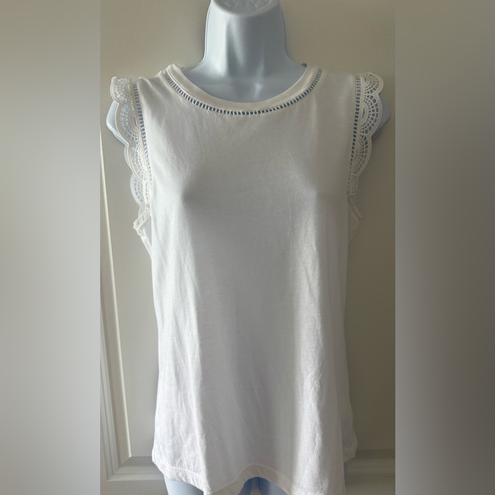 Lilly Pulitzer White Tank Top with Scalloped Trim